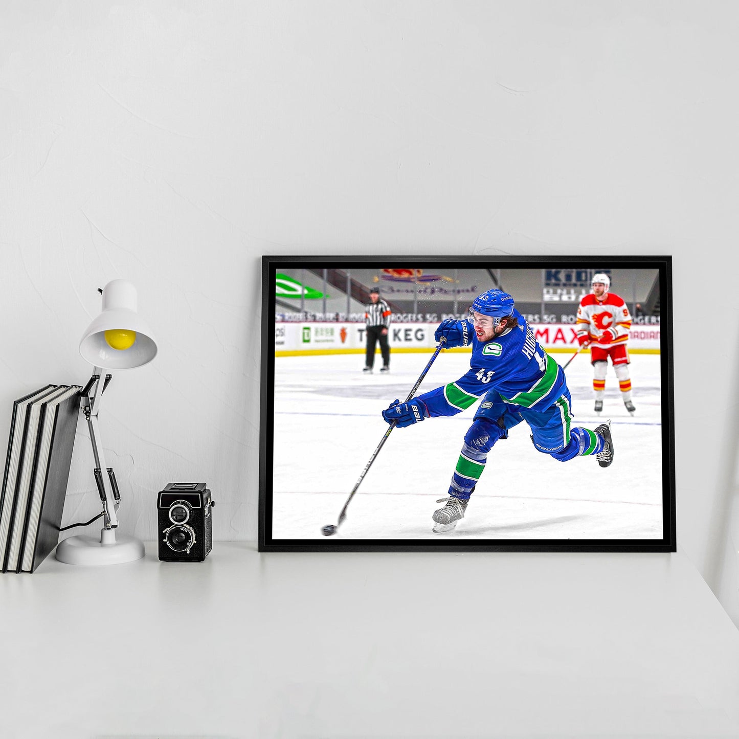 Quinn Hughes Vancouver Canucks Framed 20x29 Shooting Canvas - www.Shopthatapp.com