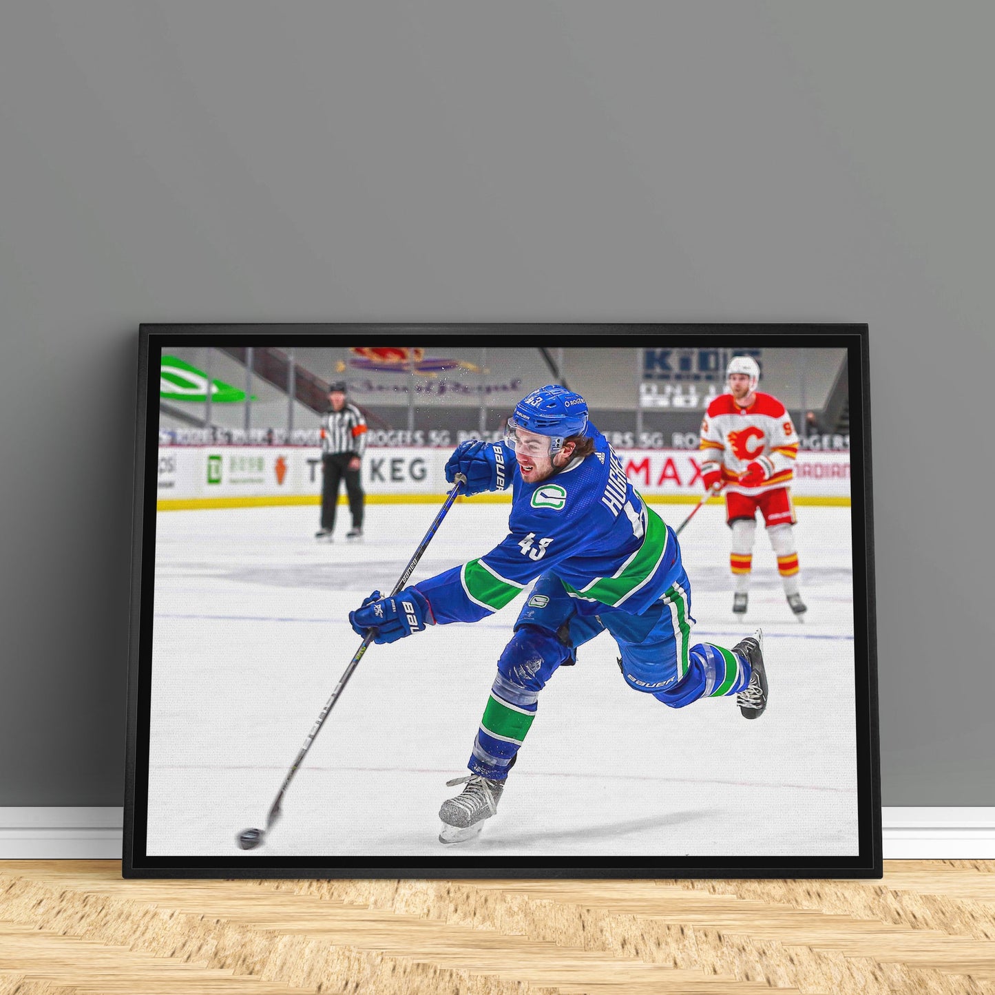 Quinn Hughes Vancouver Canucks Framed 20x29 Shooting Canvas - www.Shopthatapp.com