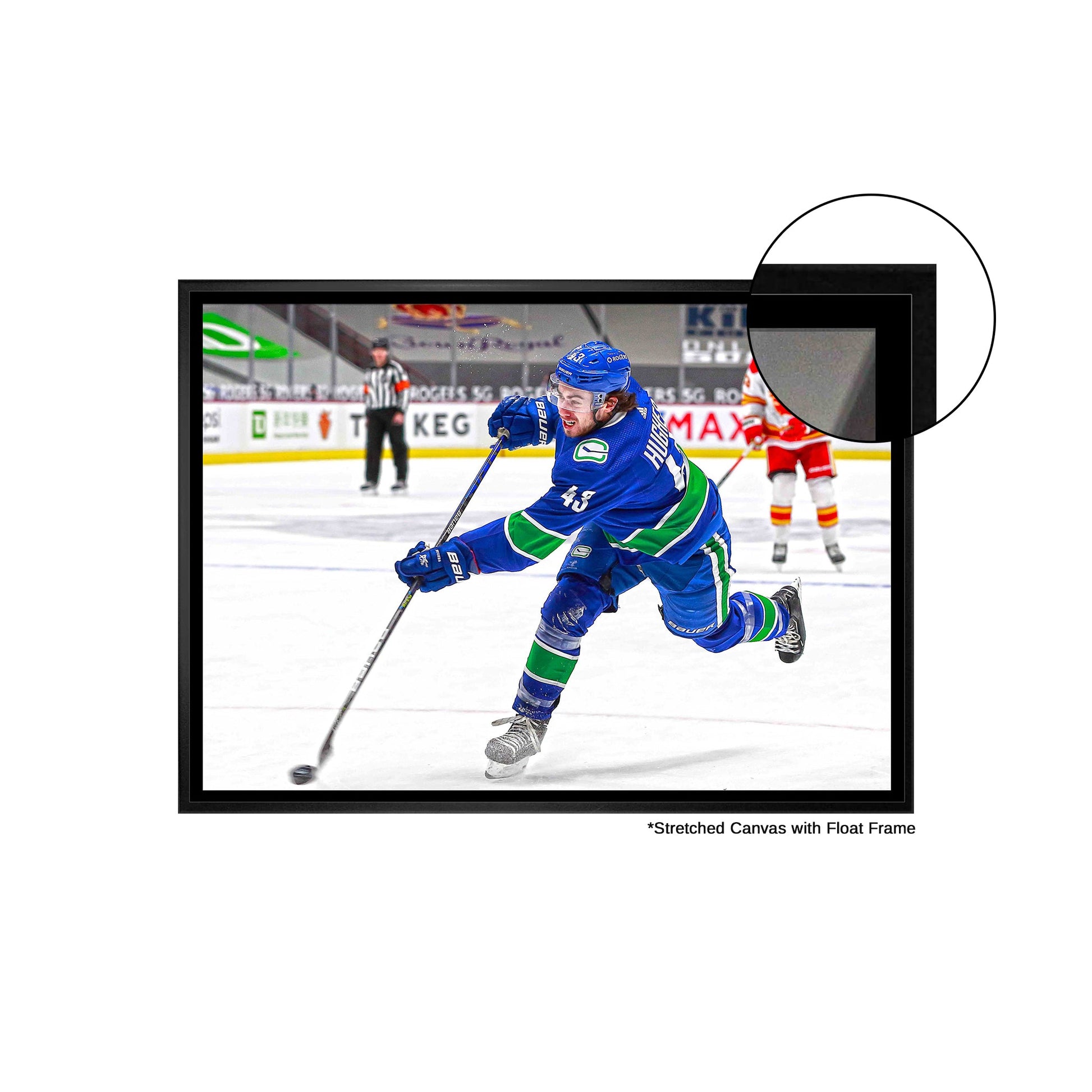 Quinn Hughes Vancouver Canucks Framed 20x29 Shooting Canvas - www.Shopthatapp.com