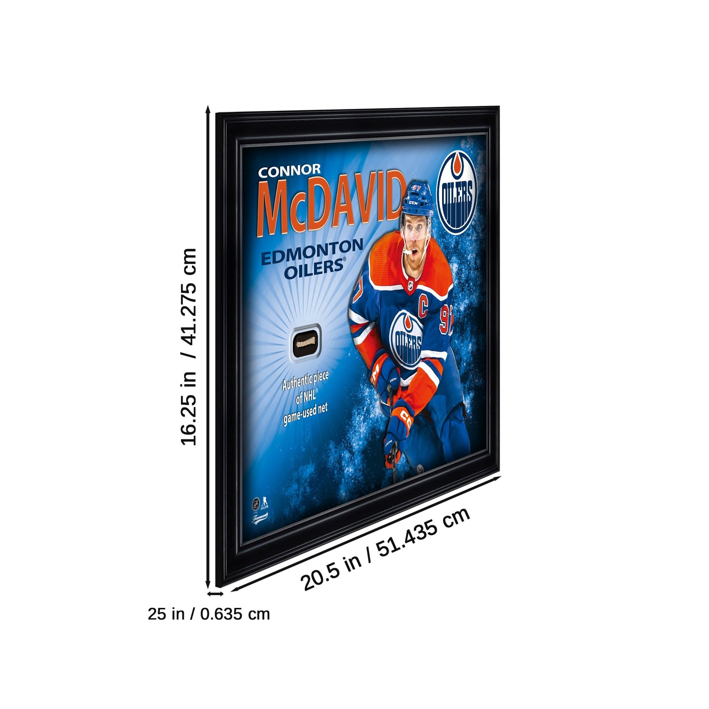 Connor McDavid 16x20 Photo Frame with Game-Used Net - Edmonton Oilers - www.Shopthatapp.com