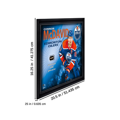 Connor McDavid 16x20 Photo Frame with Game-Used Net - Edmonton Oilers - www.Shopthatapp.com