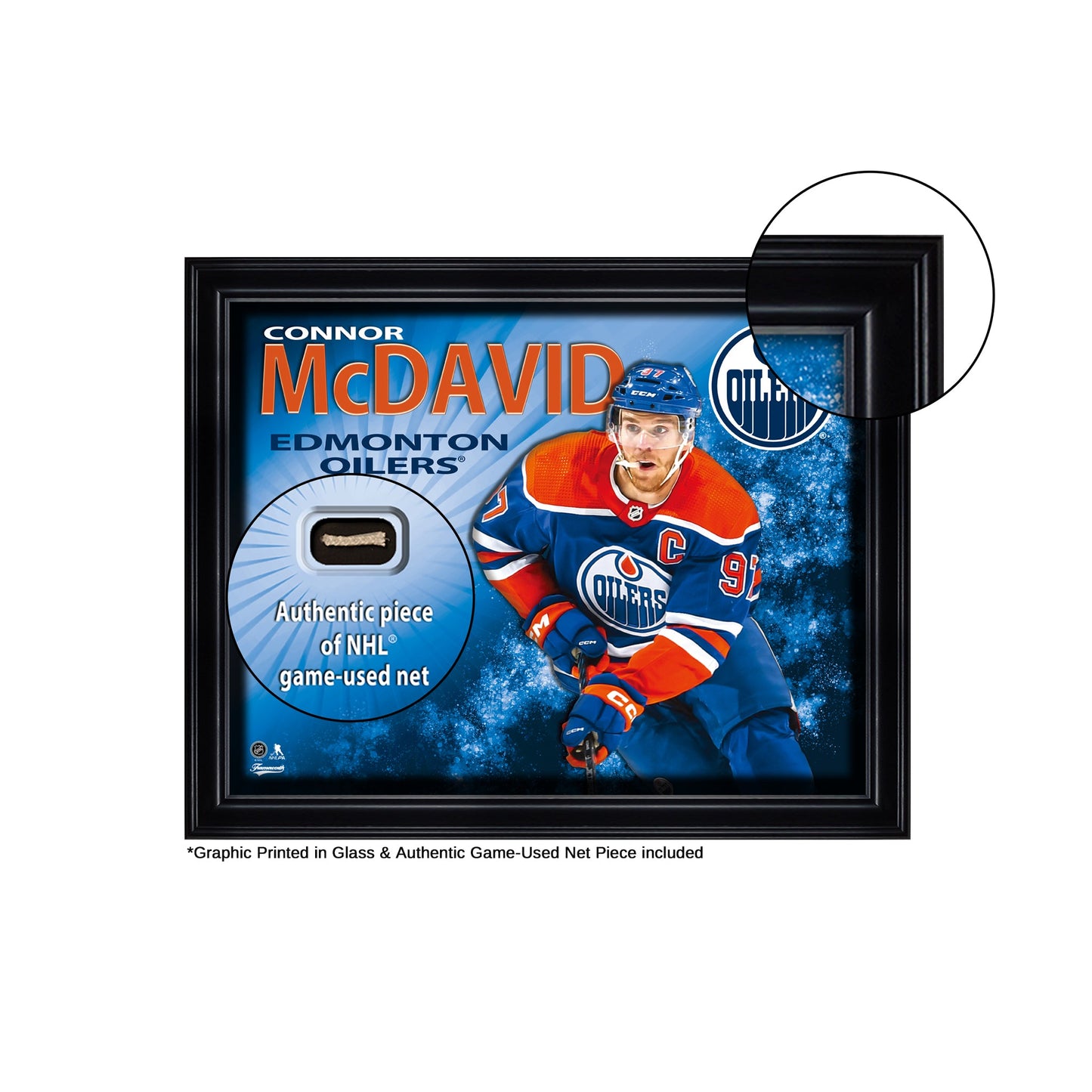 Connor McDavid 16x20 Photo Frame with Game-Used Net - Edmonton Oilers - www.Shopthatapp.com