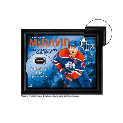Connor McDavid 16x20 Photo Frame with Game-Used Net - Edmonton Oilers - www.Shopthatapp.com