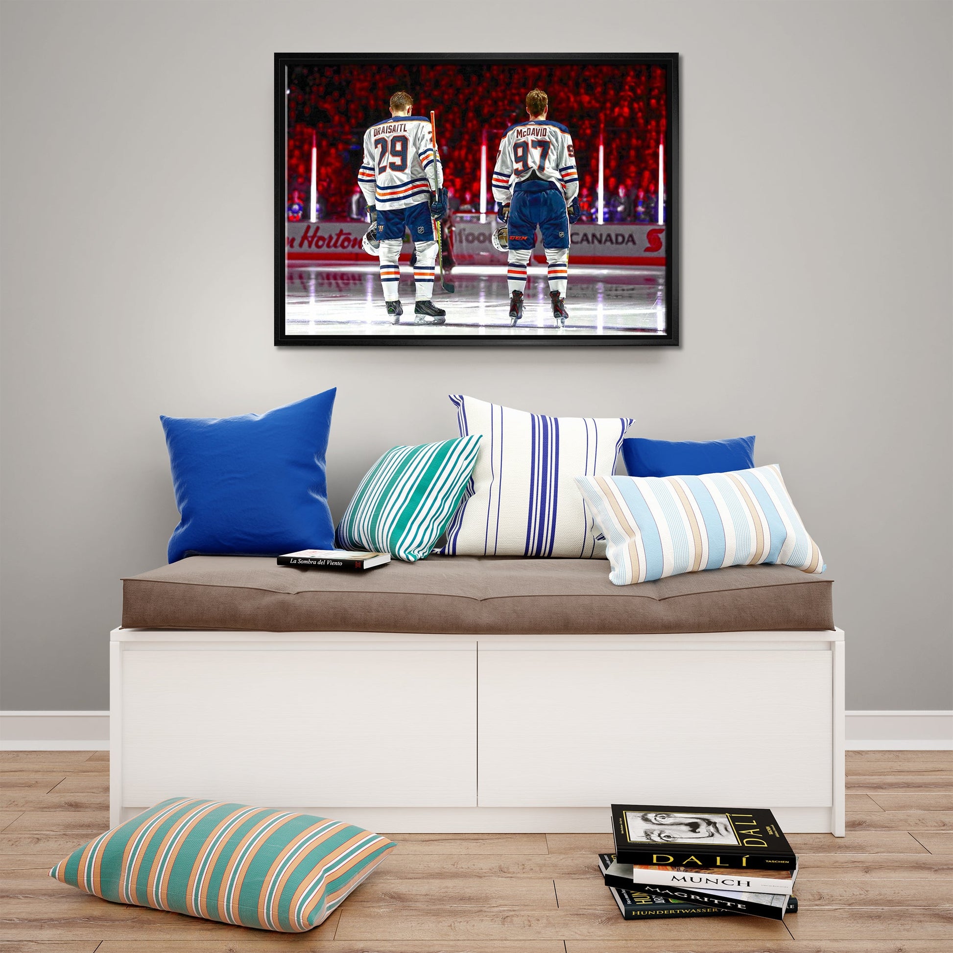 Connor McDavid and Leon Draisaitl Edmonton Oilers Framed 20x29 Line-Up Canvas - www.Shopthatapp.com