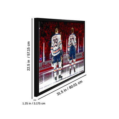 Connor McDavid and Leon Draisaitl Edmonton Oilers Framed 20x29 Line-Up Canvas - www.Shopthatapp.com