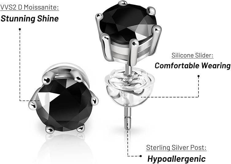 Pendientes De Diamantes Negros En Oro Blanco De 14 Quilates .30 CTW, Oro Blanco Diamante, Diamante Negro - www.Shopthatapp.com