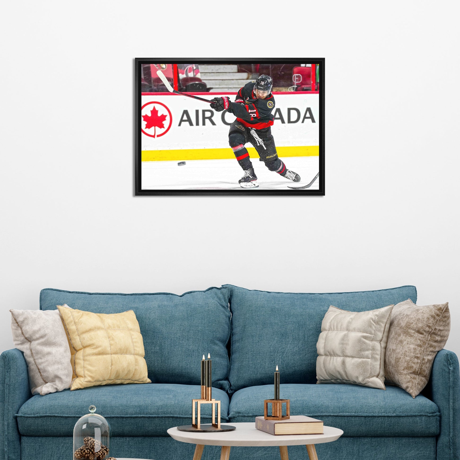 Tim Stutzle Ottawa Senators Framed 20x29 Shooting Canvas - www.Shopthatapp.com