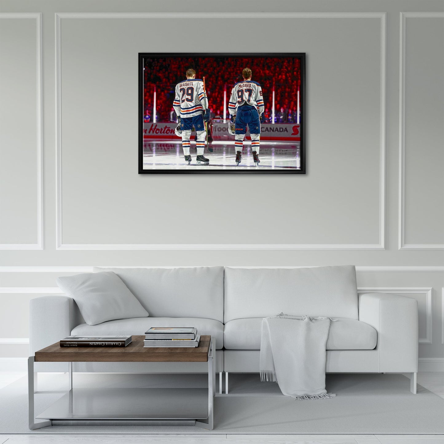 Connor McDavid and Leon Draisaitl Edmonton Oilers Framed 20x29 Line-Up Canvas - www.Shopthatapp.com