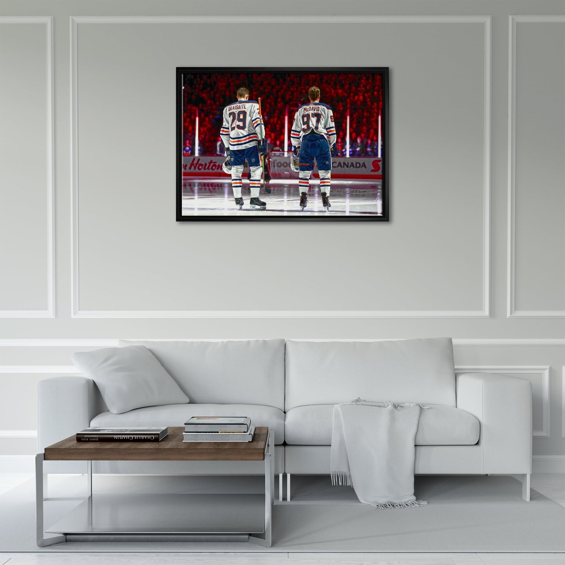 Connor McDavid and Leon Draisaitl Edmonton Oilers Framed 20x29 Line-Up Canvas - www.Shopthatapp.com