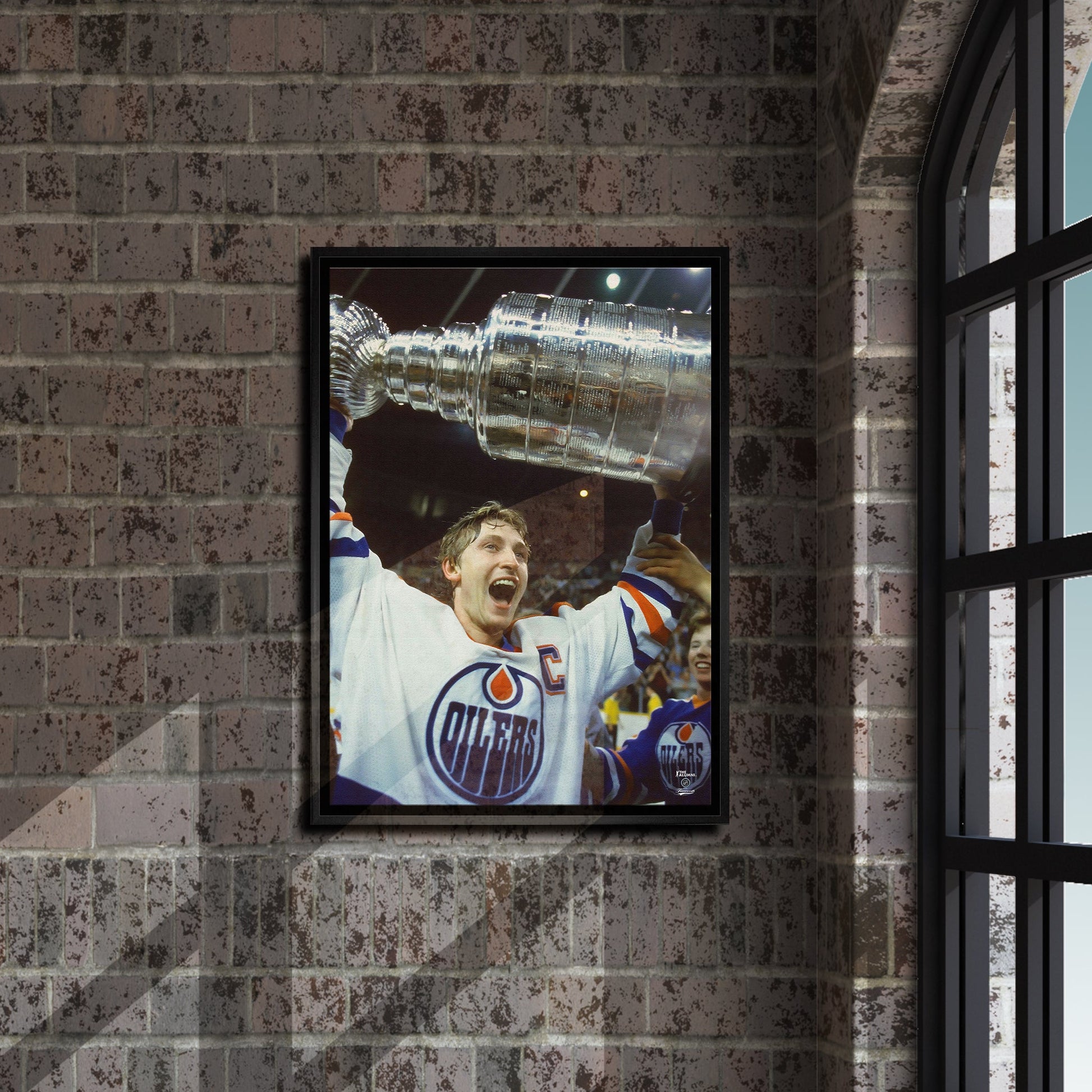 Wayne Gretzky 20x29 Framed Canvas Oilers Stanley Cup-V - www.Shopthatapp.com