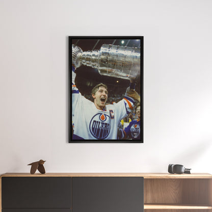 Wayne Gretzky 20x29 Framed Canvas Oilers Stanley Cup-V - www.Shopthatapp.com