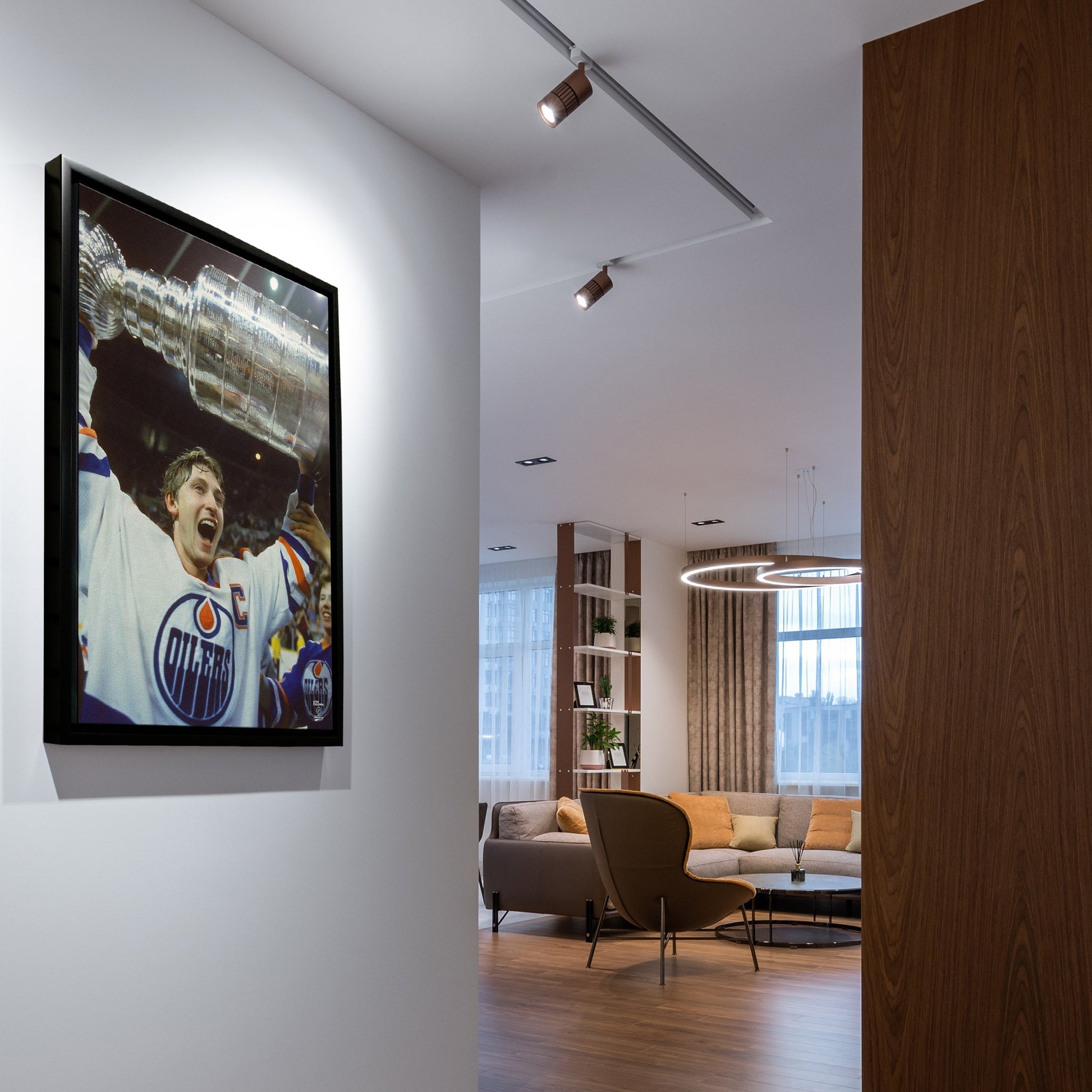 Wayne Gretzky 20x29 Framed Canvas Oilers Stanley Cup-V - www.Shopthatapp.com