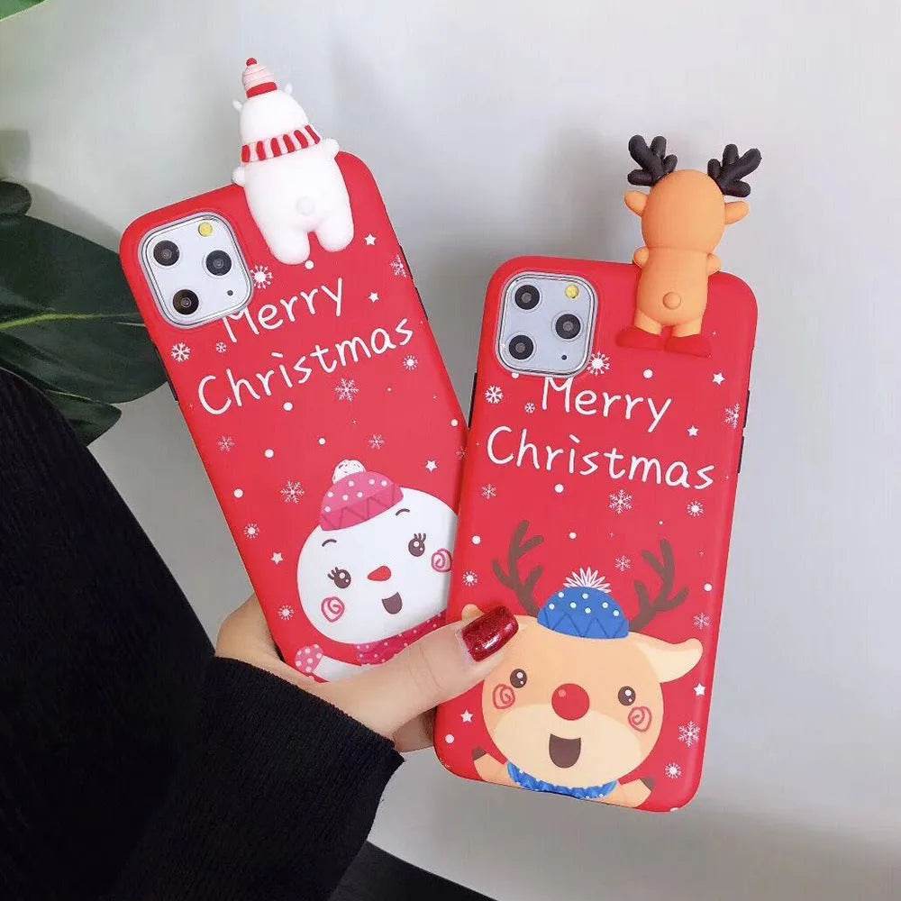 Merry Snowflakes Santa Deer Christmas-themed phone case - www.Shopthatapp.com
