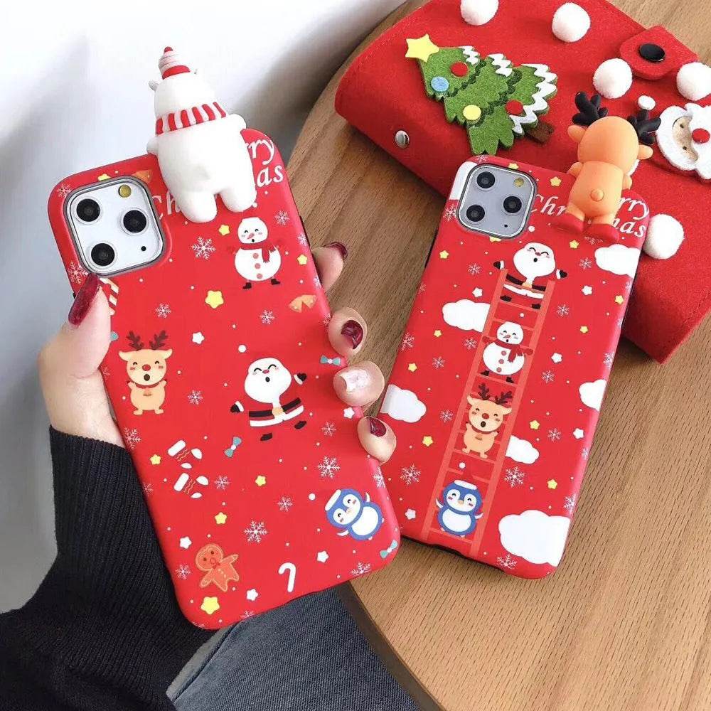 Merry Snowflakes Santa Deer Christmas-themed phone case - www.Shopthatapp.com