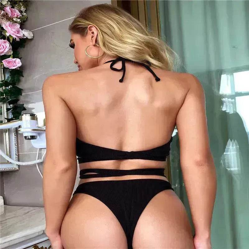 Solid Color Swimsuit Women Strappy Swimsuit Charming Bikini - www.Shopthatapp.com