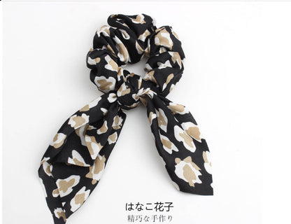 4pcs Leopard Pattern Silk Scarf Hair Scrunchie - www.Shopthatapp.com