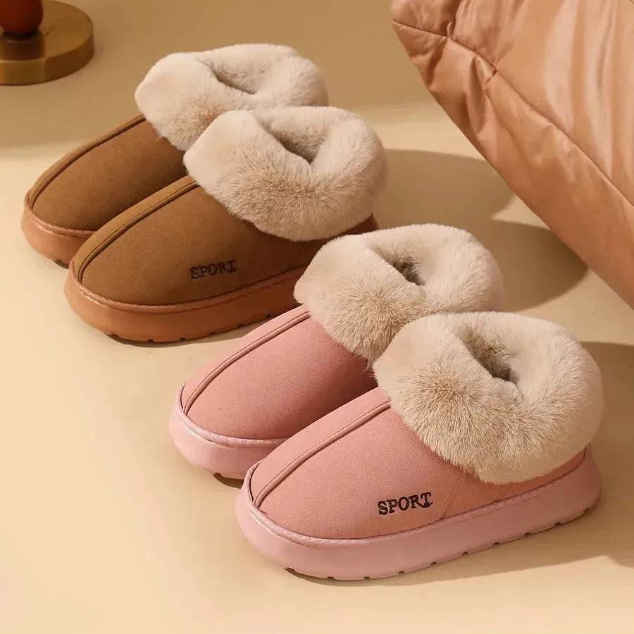 Plush Cotton Shoes For Women Winter Warm Home Slippers Outdoor Snow Boots - www.Shopthatapp.com