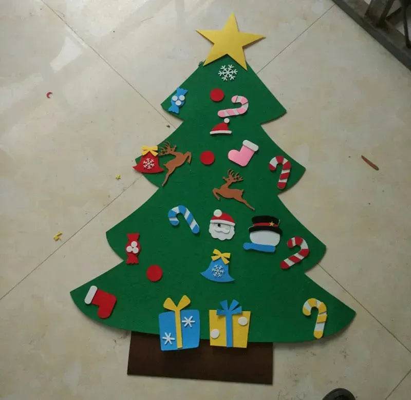 DIY Felt Christmas Tree New Year Toddler Kids Handmade Gift Toys Door Wall Hanging Ornaments Holiday Party Home Decor Set - www.Shopthatapp.com