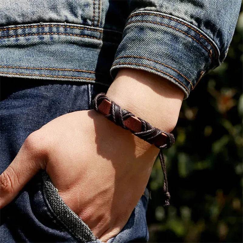 Asgard Crafted Leather Nordic Arm Bracelet for men - www.Shopthatapp.com