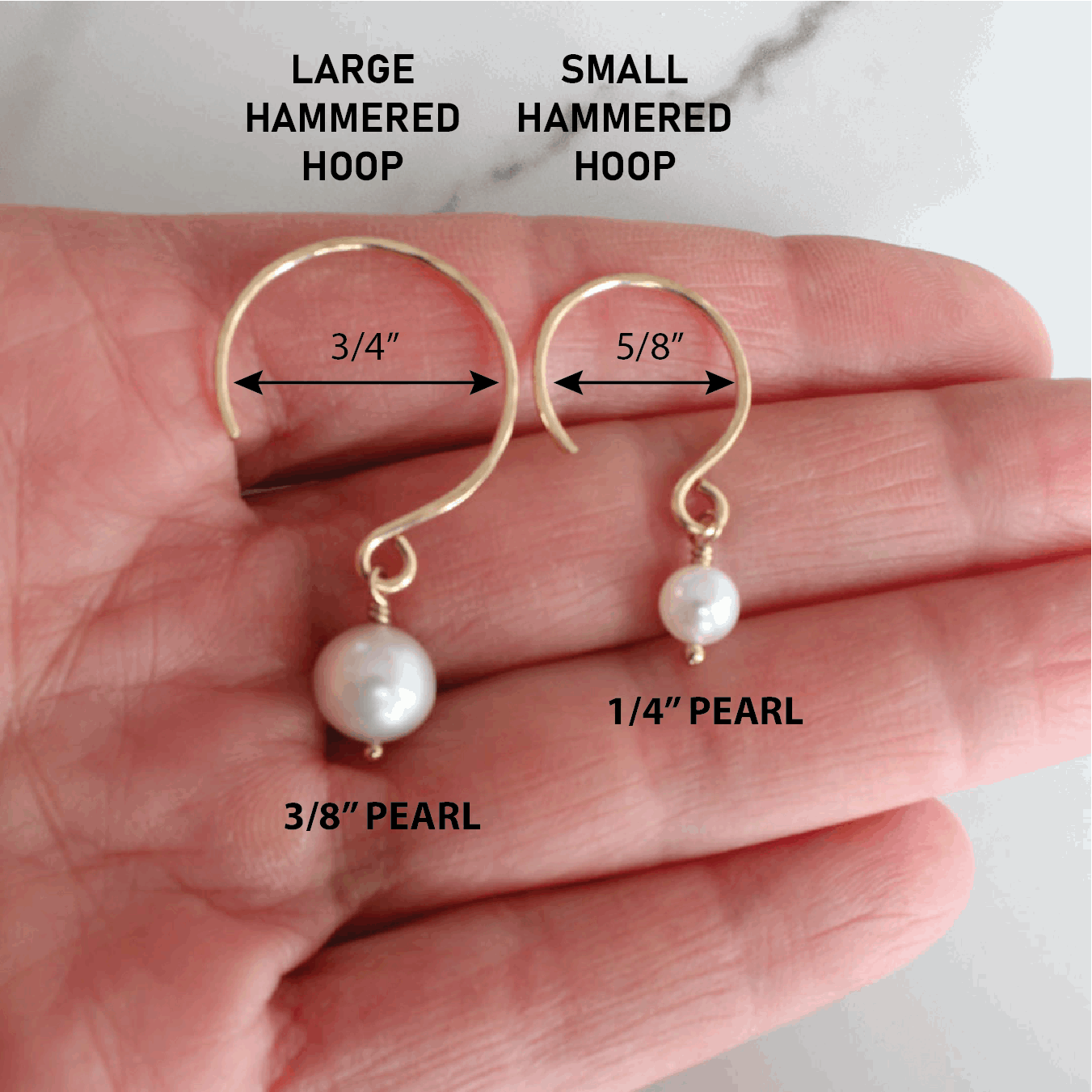 14K Gold Fill - LARGE Hammered Hoops with Freshwater Pearls - www.Shopthatapp.com