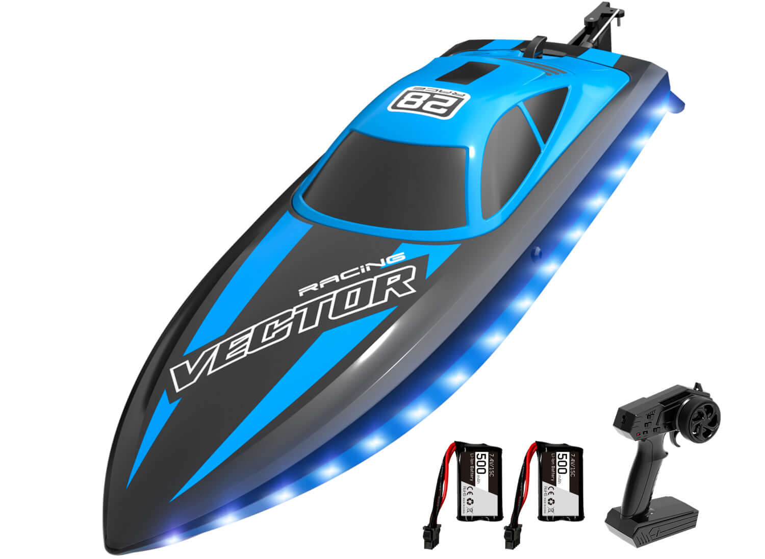 20mph RC Boat with LED Lights for Pools and Lakes - Fast and Fun! - www.Shopthatapp.com