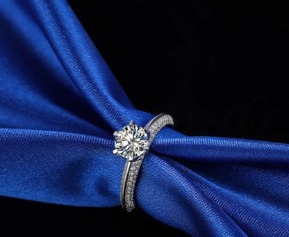 Six-claw paved with diamond luxury ring - www.Shopthatapp.com