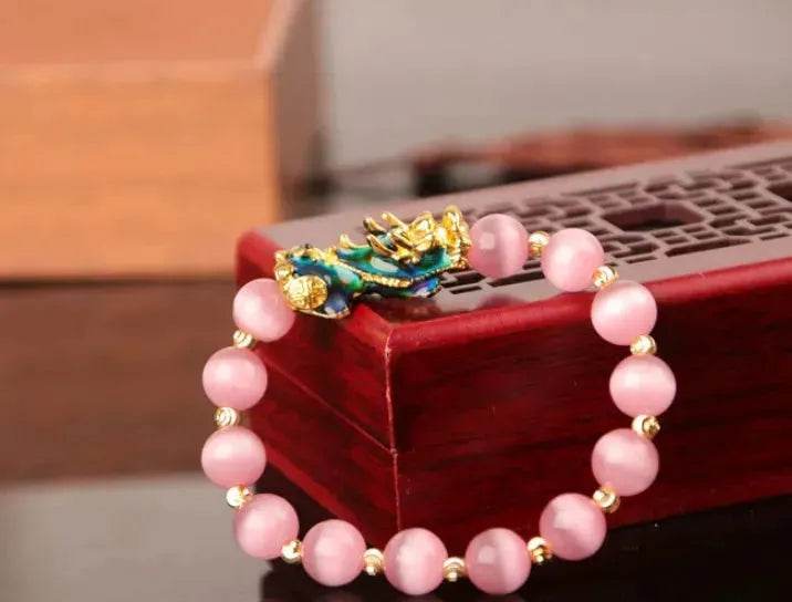 3D Gold Plated PiXiu Crystal Beaded Bracelet - www.Shopthatapp.com