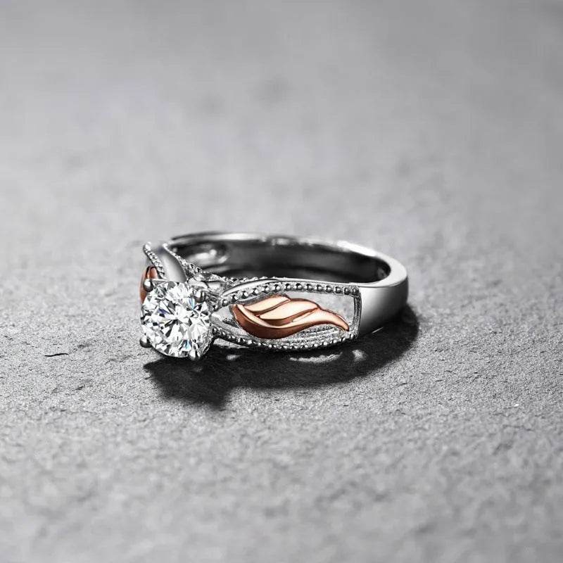 Fashion Electroplated Angel Wings Gold Crystal Women Ring - www.Shopthatapp.com
