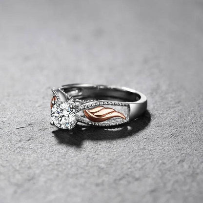 Fashion Electroplated Angel Wings Gold Crystal Women Ring - www.Shopthatapp.com