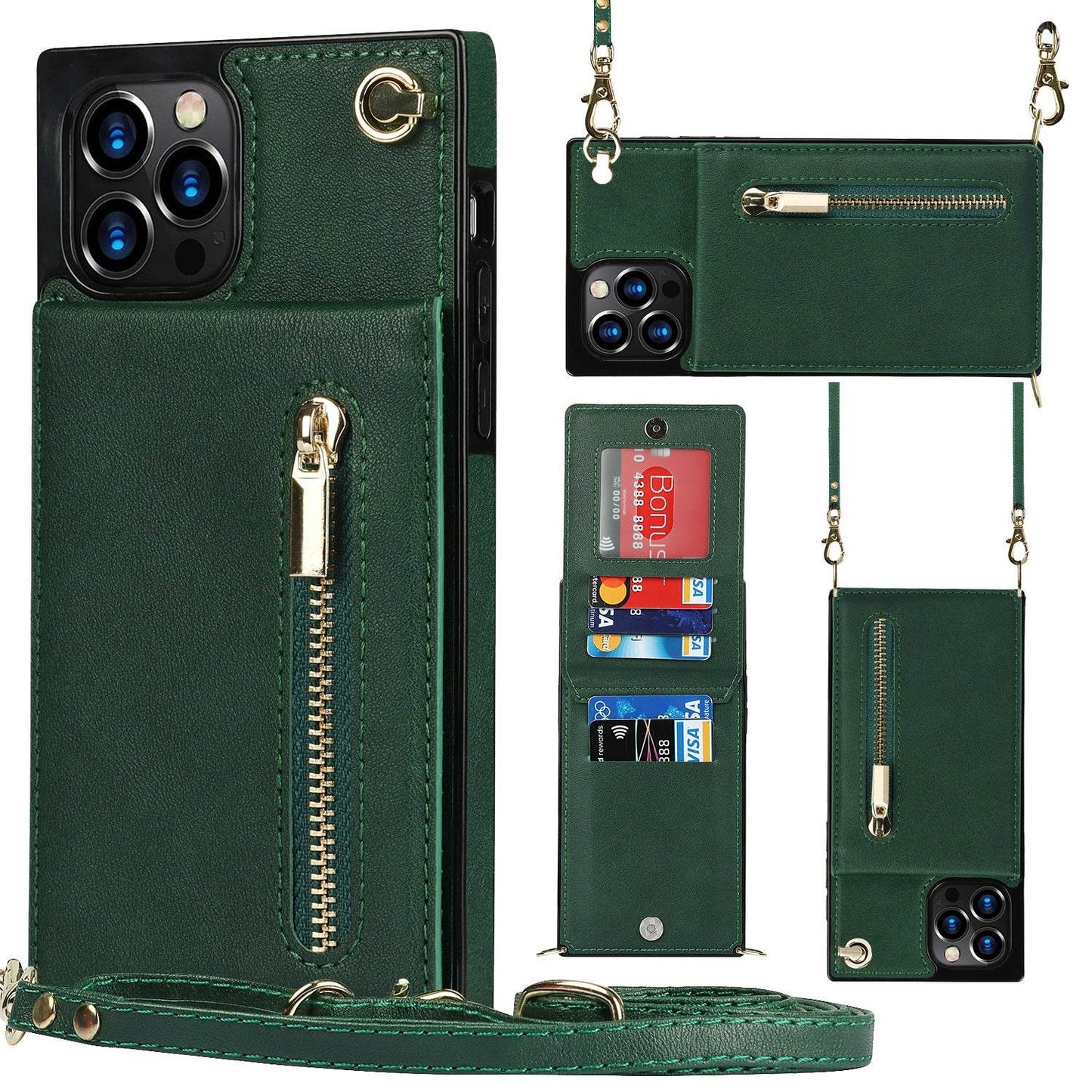 Samsung leather Crossbody Phone Case Card Holder Wallet leather case - www.Shopthatapp.com