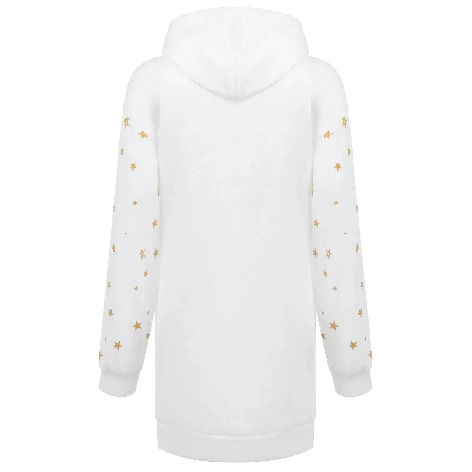Christmas hot sale printed mid-length pocket hooded long-sleeved sweater - www.Shopthatapp.com