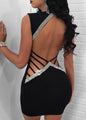 Sexy Slim Ladies Deep V-neck Bodycon Party Dresses Women Summer Sleeveless Hollow Out Backless Package Hip Dress Clubwear - www.Shopthatapp.com