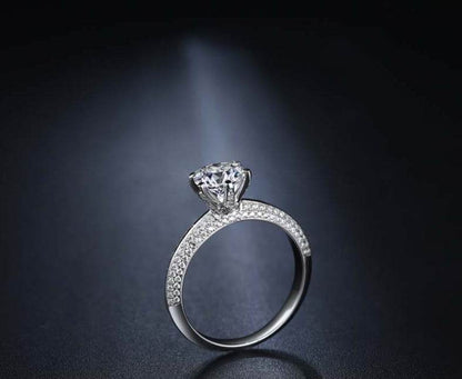 Six-claw paved with diamond luxury ring - www.Shopthatapp.com