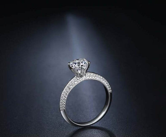 Six-claw paved with diamond luxury ring - www.Shopthatapp.com