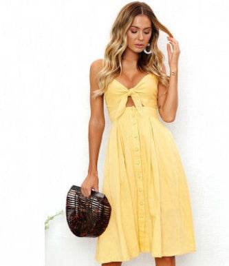 Women Summer cocktail dresses Spaghetti strap Midi Vacation Resort Sundress - www.Shopthatapp.com
