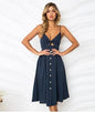 Women Summer cocktail dresses Spaghetti strap Midi Vacation Resort Sundress - www.Shopthatapp.com