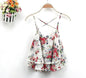Women Summer Strap Floral Print Chiffon Blouse Tops Retro Floral Cross-Shoulder Shirts Sleeveless T - www.Shopthatapp.com