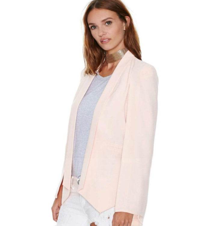 New Ladies Women Long Sleeve Lapel Cape Poncho Office Jacket Cloak Blazer Suit Coat KR2 - www.Shopthatapp.com