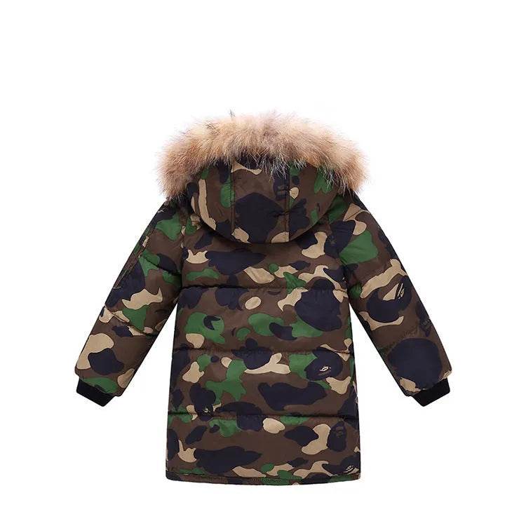 Children's Down And Wadded Jacket Camouflage Fur Collar Detachable Thickened Warm - www.Shopthatapp.com