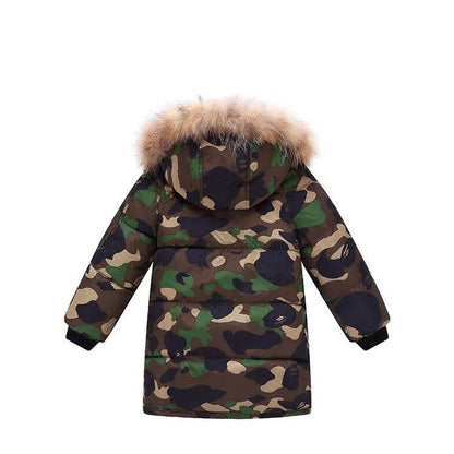 Children's Down And Wadded Jacket Camouflage Fur Collar Detachable Thickened Warm - www.Shopthatapp.com