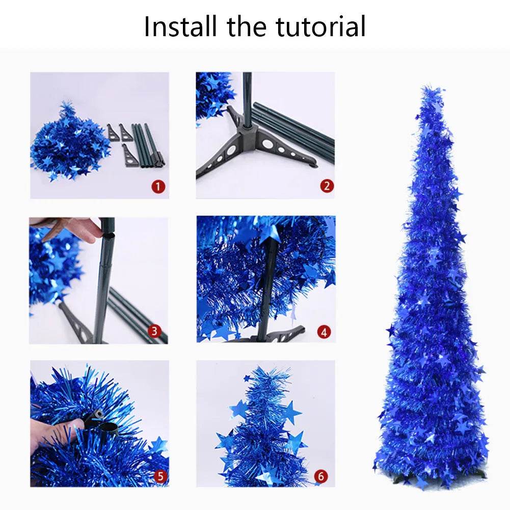 Artificial Tinsel Up Christmas Tree With Stand Gorgeous Collapsible Artificial Christmas Tree For Christmas Decorations - www.Shopthatapp.com