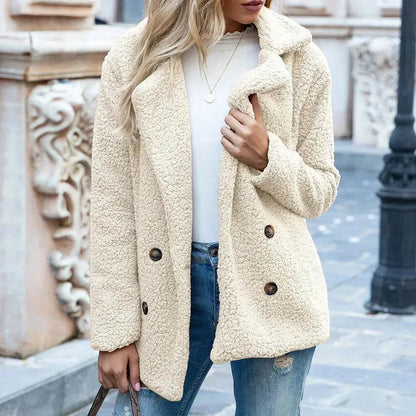 Lapel Winter Fleece Fluffy Jacket Cardigan Sweater for women - www.Shopthatapp.com