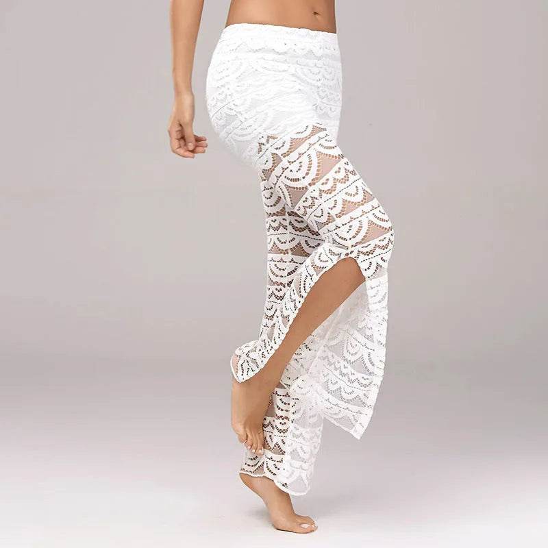 Summer Women Elegant Patchwork Sheer Pants Sexy Lace Trouser Pantalon Party Clubwear - www.Shopthatapp.com