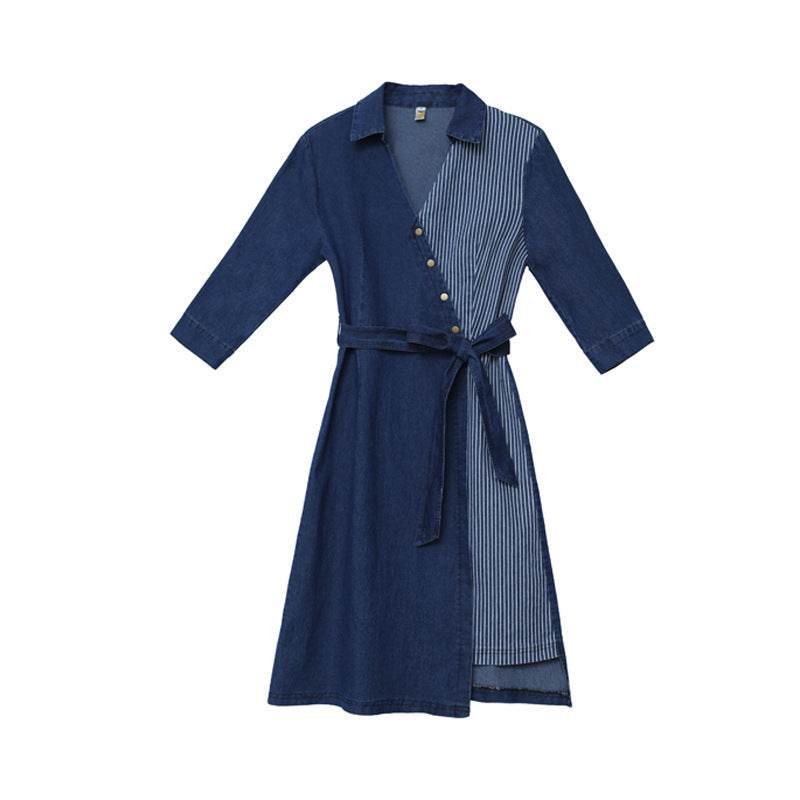 Casual Fashion Slim denim Wrap dress - www.Shopthatapp.com