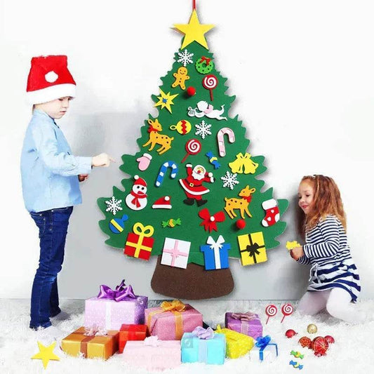 DIY Felt Christmas Tree New Year Toddler Kids Handmade Gift Toys Door Wall Hanging Ornaments Holiday Party Home Decor Set - www.Shopthatapp.com