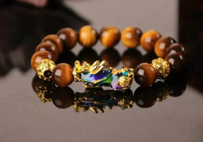 3D Gold Plated PiXiu Crystal Beaded Bracelet - www.Shopthatapp.com