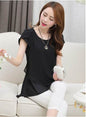 New Spring Summer Women Chiffon Loose Blouse  top O-Neck Short sleeve Plus size - www.Shopthatapp.com