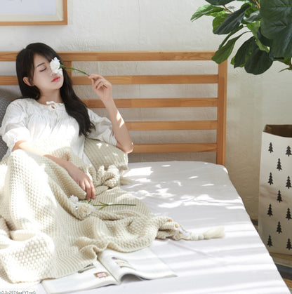 Fringed Knitting Blanket Wool Blanket - www.Shopthatapp.com