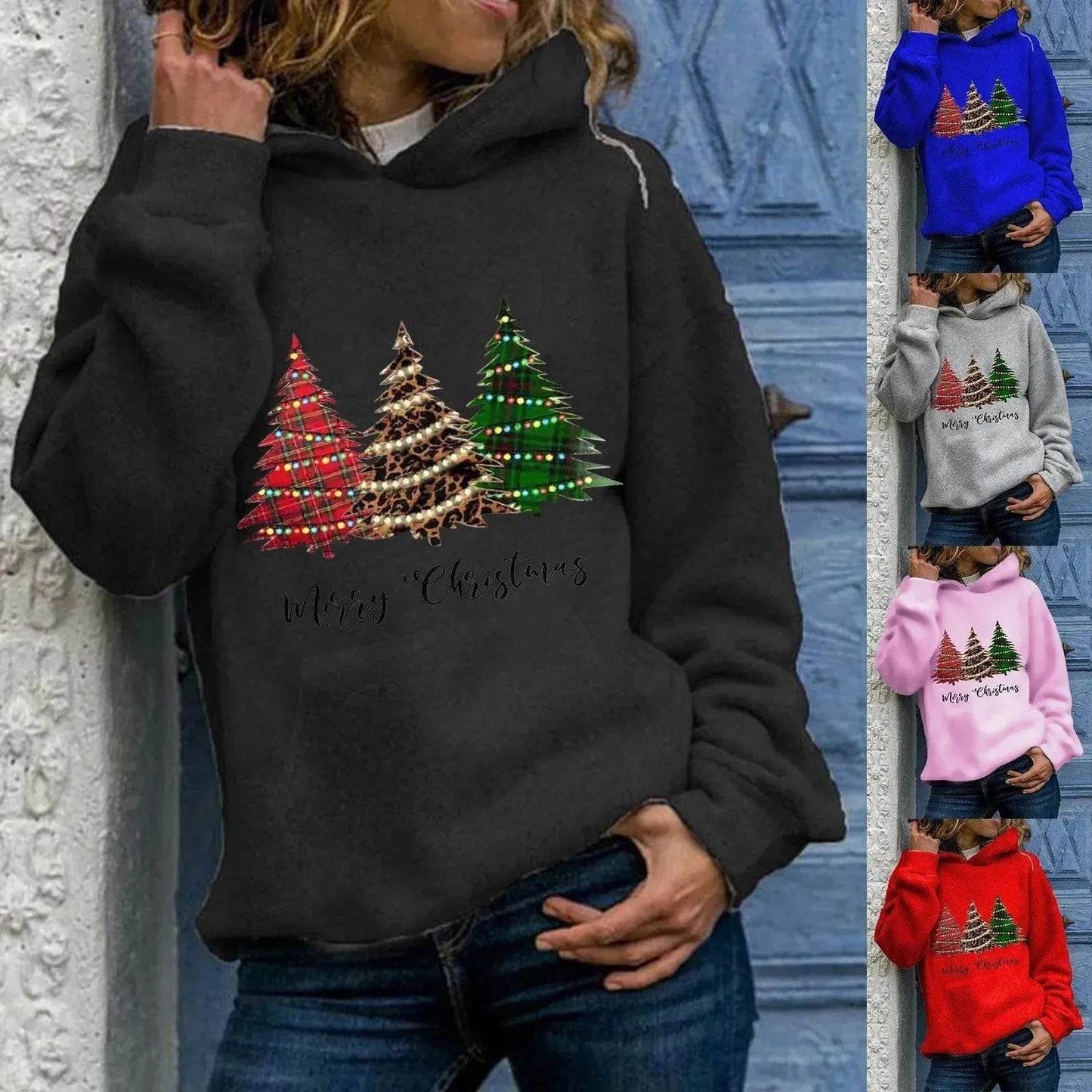 Merry Christmas tree Cashmere hoodie sweater loose top - www.Shopthatapp.com