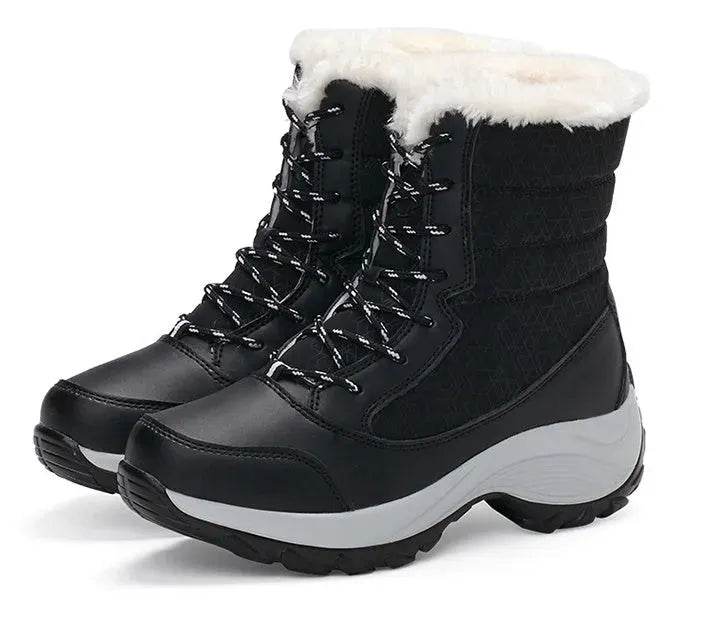 Winter Snow Boots Female High Ankle Waterproof Ladies Cotton Shoes Boots Plus Velvet Shoes - www.Shopthatapp.com